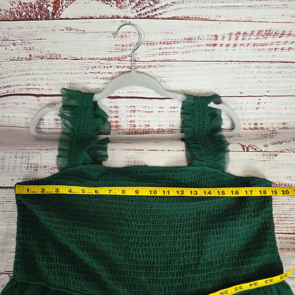 Pretty Garden Emerald Green MIdi Dress 2XL Tier Chiffon Whimsigoth Forest Fairy - Picture 11 of 16